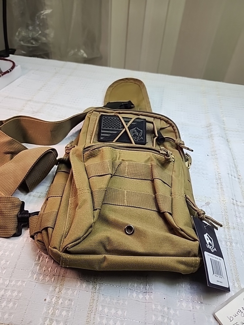 Tactical Sling Bag in Tan - Compact Crossbody Carry